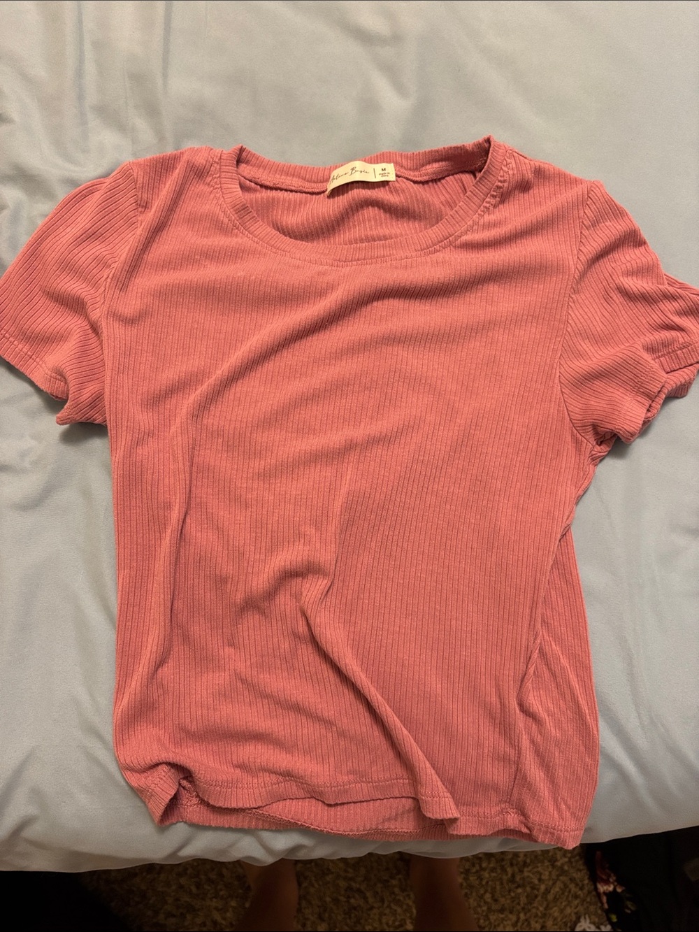 Garage Ribbed Short Sleeve Tee in Rose Pink
